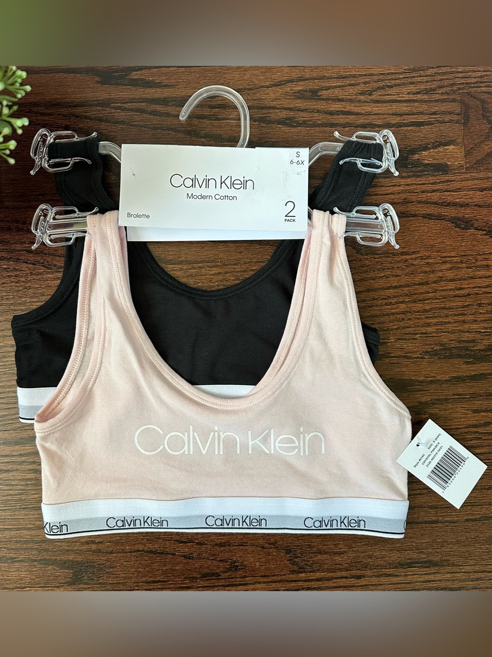 NWT Calvin Klein cotton bralettes, size S/6-6X